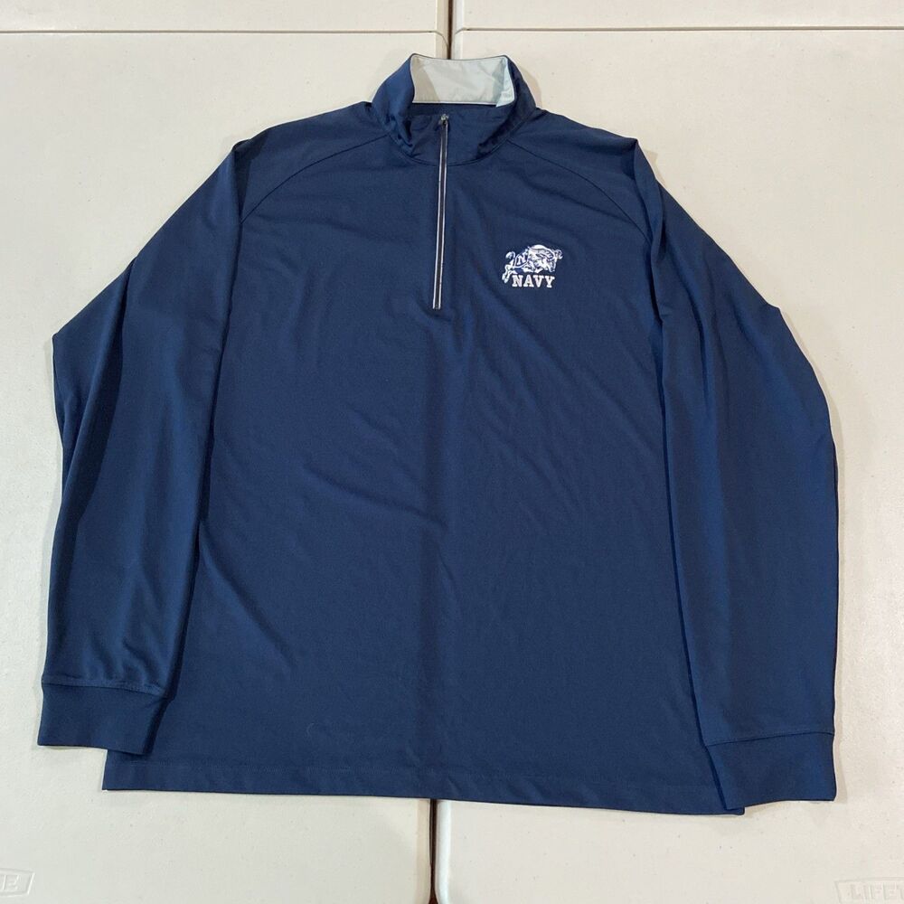 Greg Norman Play Dry Golf 1/4 Zip Pullover Mens M US Navy Logo Dark Blue Navy